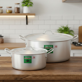 [Kho sỉ] Bộ 2 nồi nhôm size 26cm và 30cm cao cấp bền, đẹp, nồi nhôm dày - Hunghome