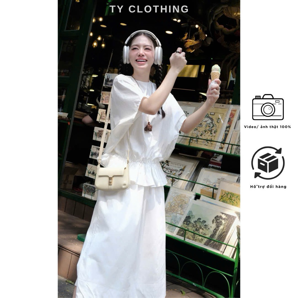 Set Thô Bo Chun Eo - Hàng Thiết Kế - Màu Trắng - TYCLOTHING