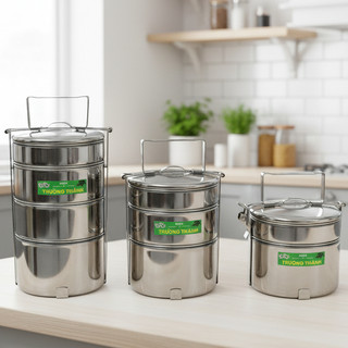 [ Kho sỉ ] Camen Cặp lồng inox 304 Trường thành size lớn 14cm hộp đựng cơm, thức ăn.