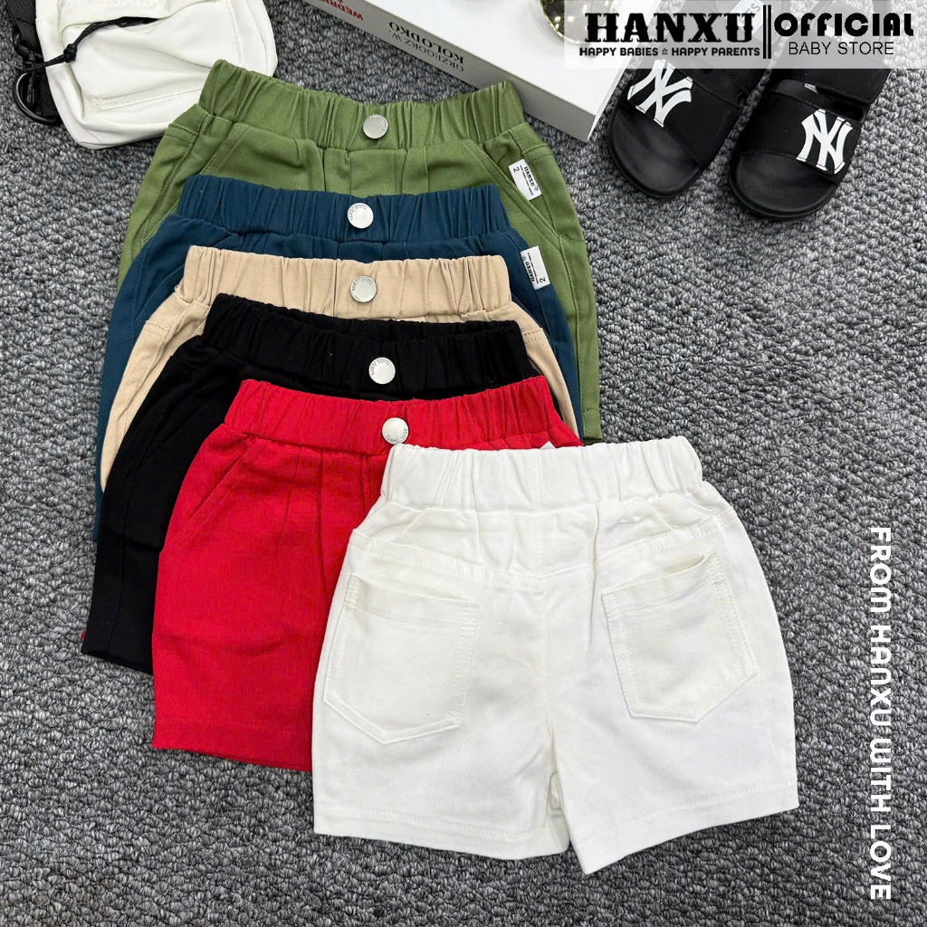 Quần Sooc Đùi Bé Trai Vải Kaki Dáng Đẹp, Vải Co Dãn Nhẹ, Quần Short Bé Trai Hanxu