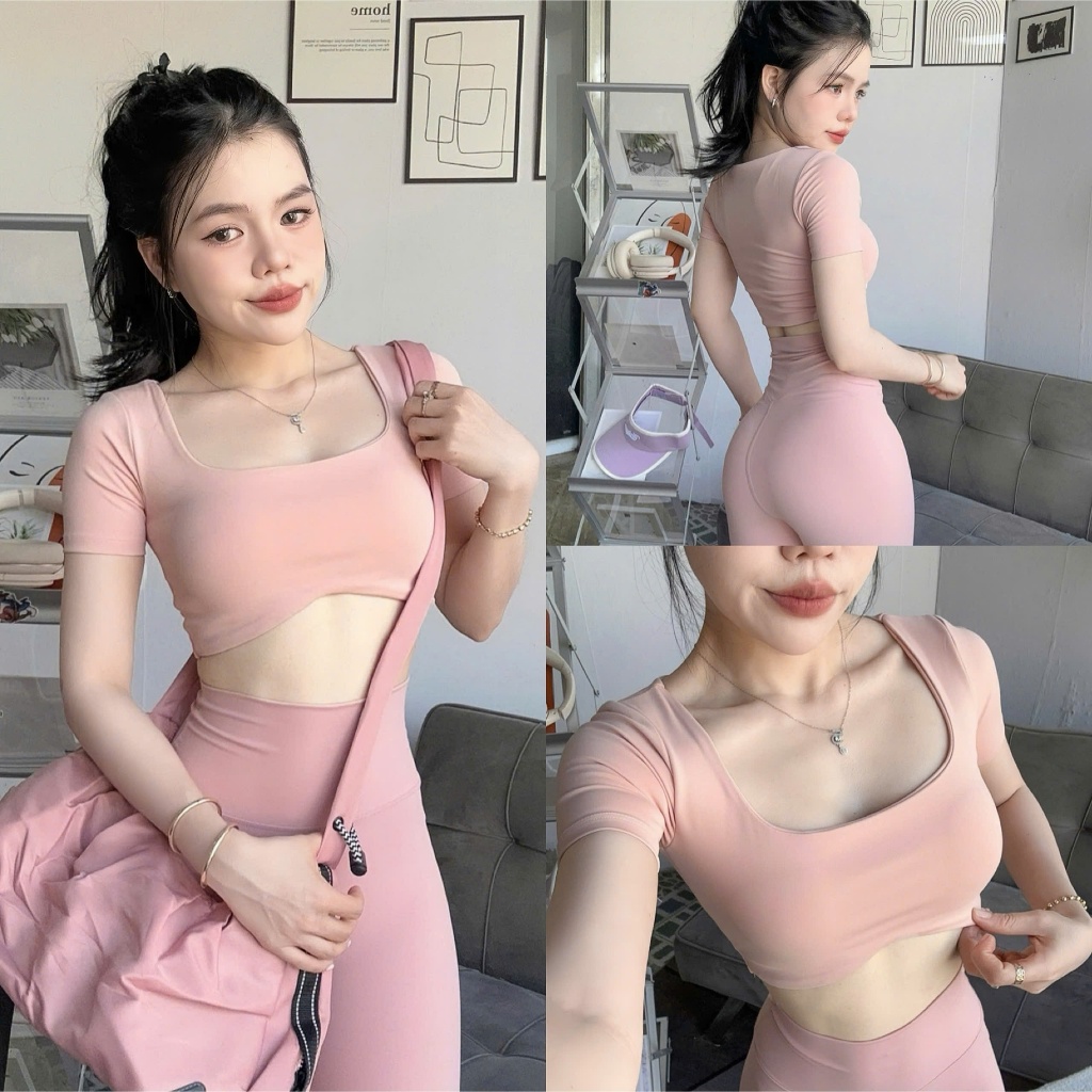 Áo Croptop Vạc V Thể Thao C3 Kèm Mút HOTHISPORT