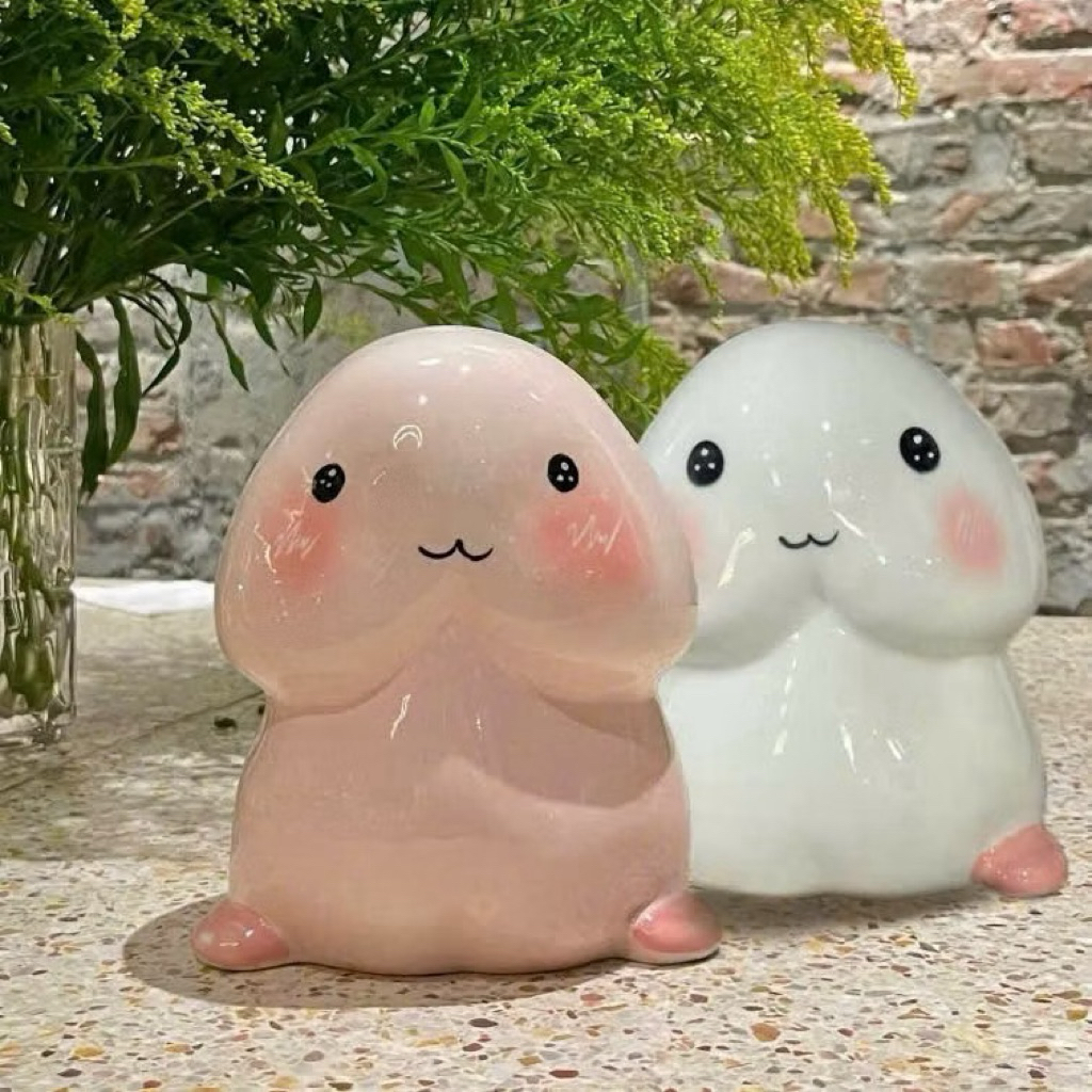 Lợn đất heo đất ônsg tiết kiệm decor gốm sứ - Kiu Chibi - Bát Tràng