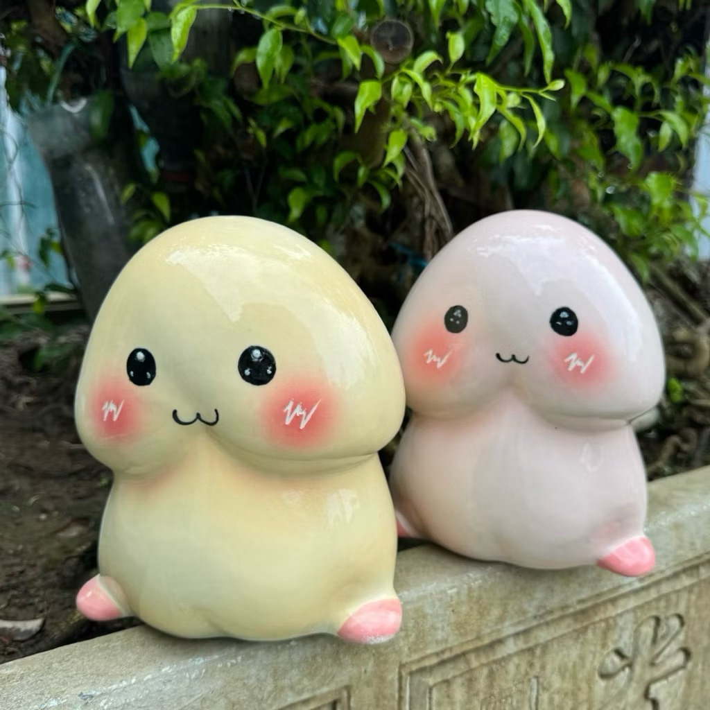 Lợn đất heo đất ônsg tiết kiệm decor gốm sứ - Kiu Chibi - Bát Tràng