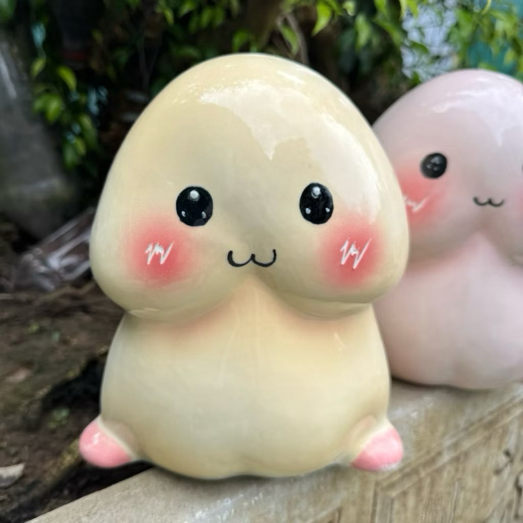 Lợn đất heo đất ônsg tiết kiệm decor gốm sứ - Kiu Chibi - Bát Tràng