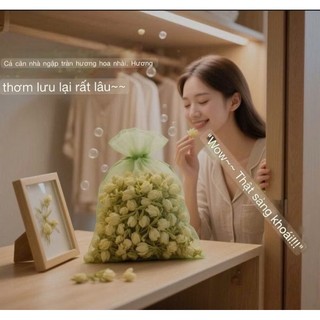 Túi Thơm Hoa Nhài Khô Tự Nhiên Hương Dịu Nhẹ, Khử Mùi Ẩm Mốc Tủ, Phòng, Xe Hơi Giúp Thư Giãn Tinh Thần