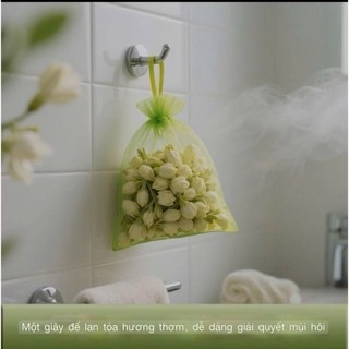 Túi Thơm Hoa Nhài Khô Tự Nhiên Hương Dịu Nhẹ, Khử Mùi Ẩm Mốc Tủ, Phòng, Xe Hơi Giúp Thư Giãn Tinh Thần