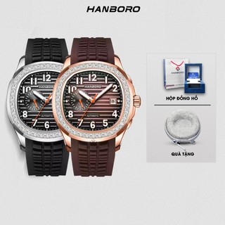 Đồng Hồ Cơ Nam HANBORO 753-1 Dây cao su | Tặng kèm bóp đựng đồng hồ