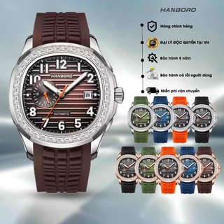 Đồng Hồ Cơ Nam HANBORO 753-1 Dây cao su | Tặng kèm bóp đựng đồng hồ