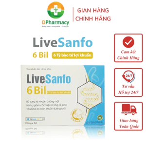 Men Vi Sinh LiveSanfo 6 Bil, bổ sung 6 tỷ bào tử lợi khuẩn, cải thiện táo bón, tiêu chảy, đầy hơi