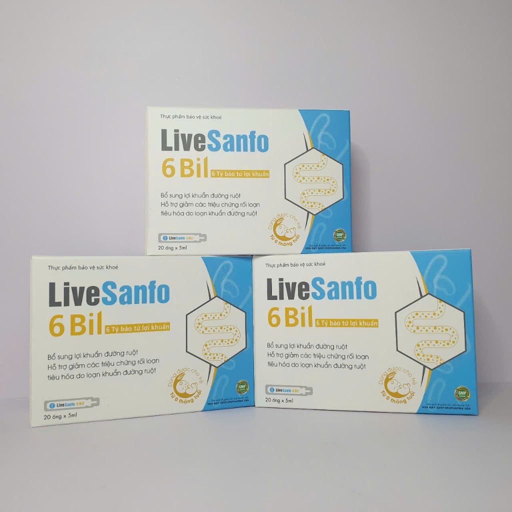 Men Vi Sinh LiveSanfo 6 Bil, bổ sung 6 tỷ bào tử lợi khuẩn, cải thiện táo bón, tiêu chảy, đầy hơi