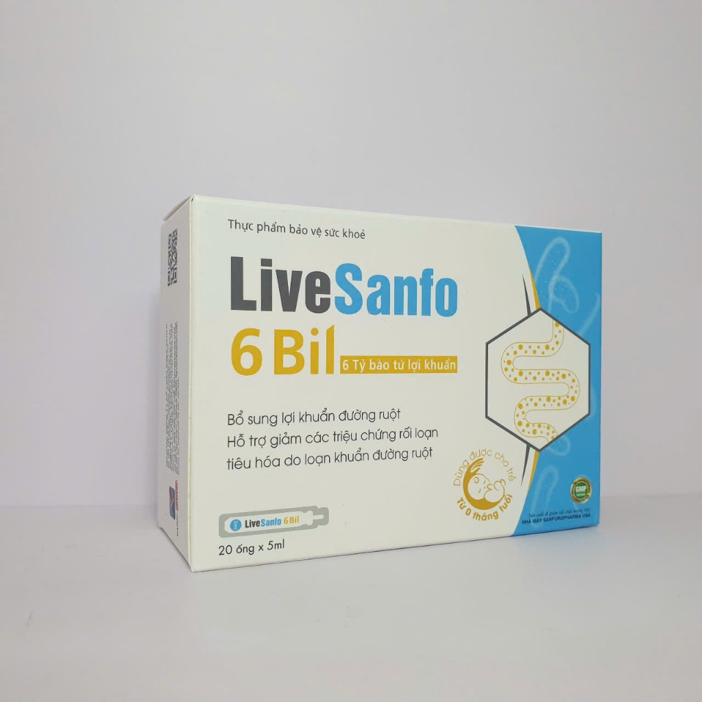 Men Vi Sinh LiveSanfo 6 Bil, bổ sung 6 tỷ bào tử lợi khuẩn, cải thiện táo bón, tiêu chảy, đầy hơi