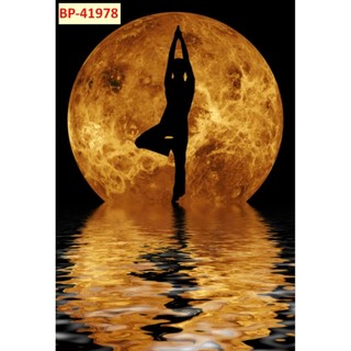 Tranh dán tường phòng tập yoga, decor phòng tập yoga, tranh 3D dán tường in trên chất liệu vải lụa (tặng kèm keo dán)