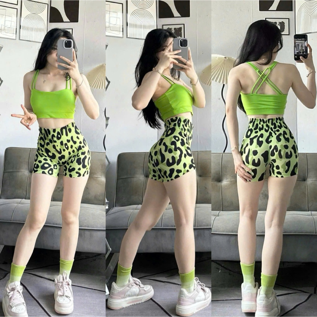 Quần Đùi Chất Dệt HOẠ TIẾT HOẠT HÌNH Dễ Thương Chun Mông Nữ Co Giãn Tập - Gym - Yoga - Aerobic HOTHISPORT