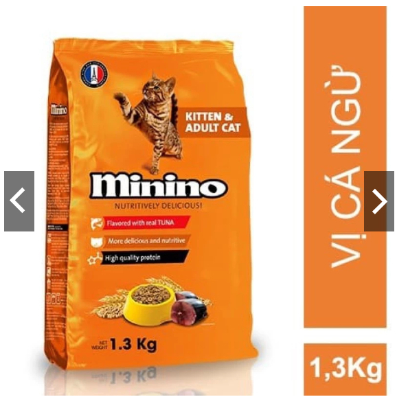 Hạt Cho Mèo Minino Vị Cá Ngừ Cho Mọi Lứa Tuổi Tăng Cường Hệ Miễn Dịch, Gói 480g Và 1.3kg