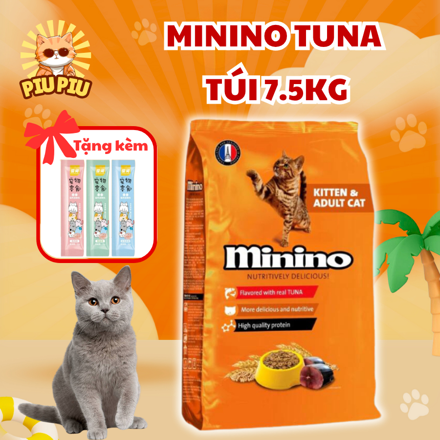 Hạt Cho Mèo Minino Vị Cá Ngừ Cho Mọi Lứa Tuổi Tăng Cường Hệ Miễn Dịch, Gói 480g Và 1.3kg