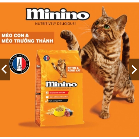 Hạt Cho Mèo Minino Vị Cá Ngừ Cho Mọi Lứa Tuổi Tăng Cường Hệ Miễn Dịch, Gói 480g Và 1.3kg