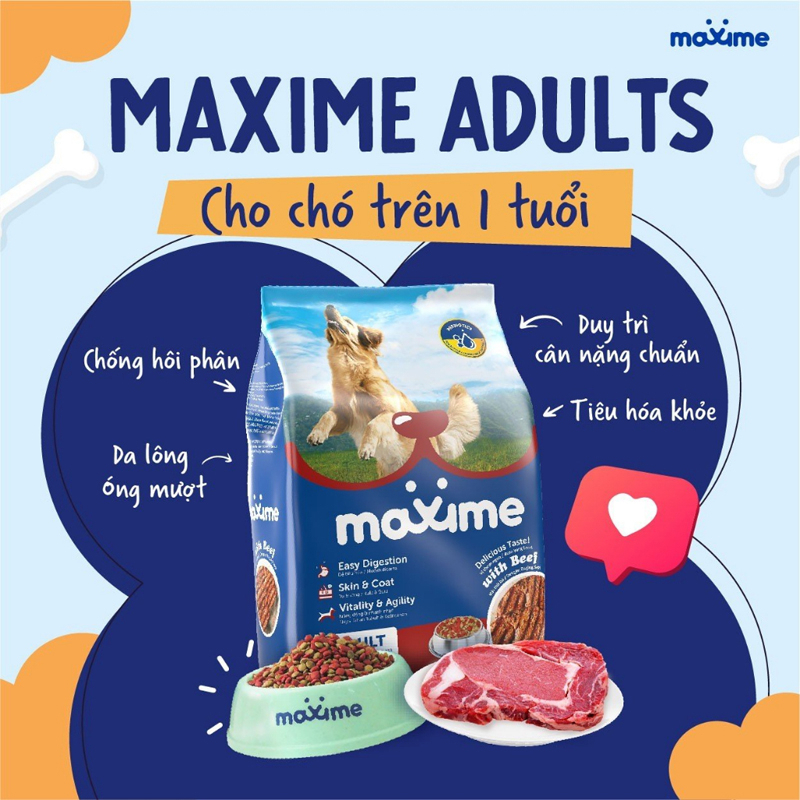 THỨC ĂN HẠT CHO CHÓ LỚN MAXIME VỊ BÒ GÓI 1.5KG