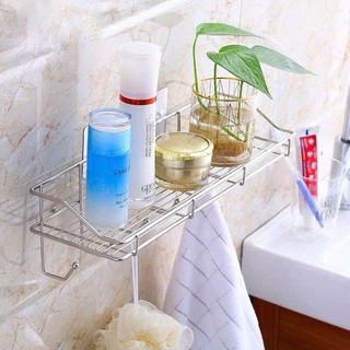 Kệ 6 móc bằng inox nhà bếp treo tường, kệ đựng gia vị phòng bếp đa năng có móc treo đồ tiện dụng không cần khoan đục.