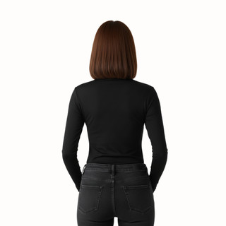Áo thun giữ nhiệt nữ tay dài cao cổ 3cm URANOX co giãn 4 chiều, lót nỉ 1 cao cấp, body dài tay