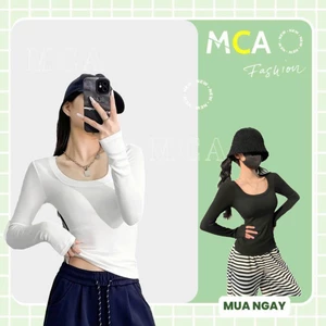 Áo Thun Nữ Tay Dài Cổ Vuông Ôm Body MCA Phong Cách Basic A51450