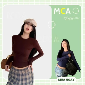 Aó Thun Nữ Trơn Tay Dài Cổ Tròn MCA Ôm Body Phong Cách Đơn Giản A51461