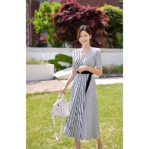 Maxi kẻ Cati kèm belt A1266