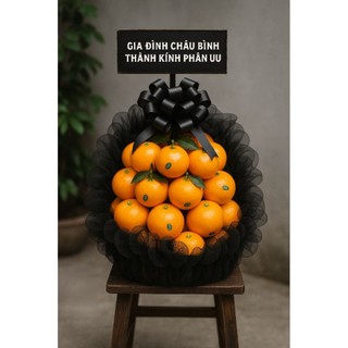 ( HOẢ TỐC ) Giỏ quà cam kính viếng sang trọng ( cam phủ 2 mặt )