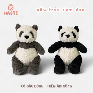 Gấu Thú Bông Gấu Trúc Panda Đen Xám Ú Lông Tầng Quà Tặng Độc Đáo Lông Xù Siêu Mềm Mịn Siêu Dễ Thương