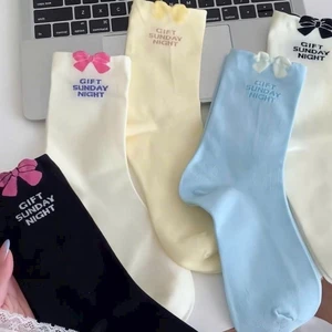 set 10 tất cổ nơ in chữ màu sắc trẻ trung năng động❤️❤️❤️