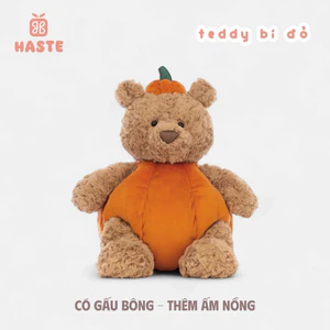 Gấu Thú Bông Teddy Nâu Quả Bí Đỏ Halloween Quà Tặng Độc Đáo Lông Xù Siêu Mềm Mịn Siêu Dễ Thương