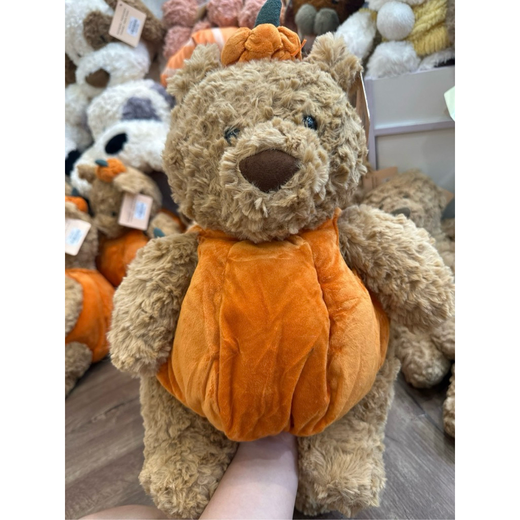 Gấu Thú Bông Teddy Nâu Quả Bí Đỏ Halloween Quà Tặng Độc Đáo Lông Xù Siêu Mềm Mịn Siêu Dễ Thương