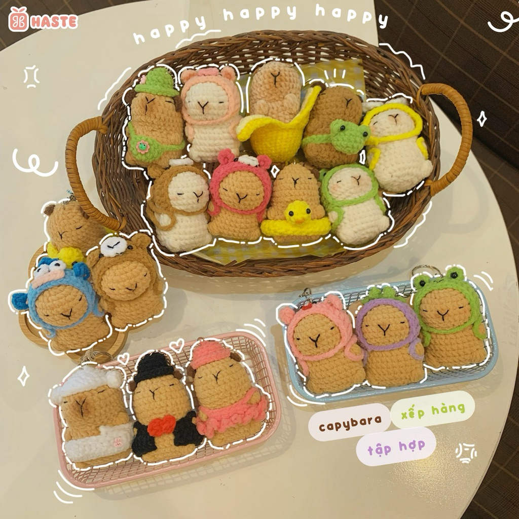 Móc Khoá Len Nhung Hình Capybara Tổng Hợp Hoá Trang Cosplay Dễ Thương Handmade