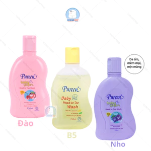 Sữa tắm gội toàn thân 2 trong 1 Pureen 250ml, không Paraben an toàn cho trẻ, mùi thơm dễ chịu