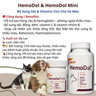 HemoDol – Bổ sung Sắt, Vitamin & Khoáng chất hỗ trợ Thiếu Máu & Tạo Máu cho Chó Mèo