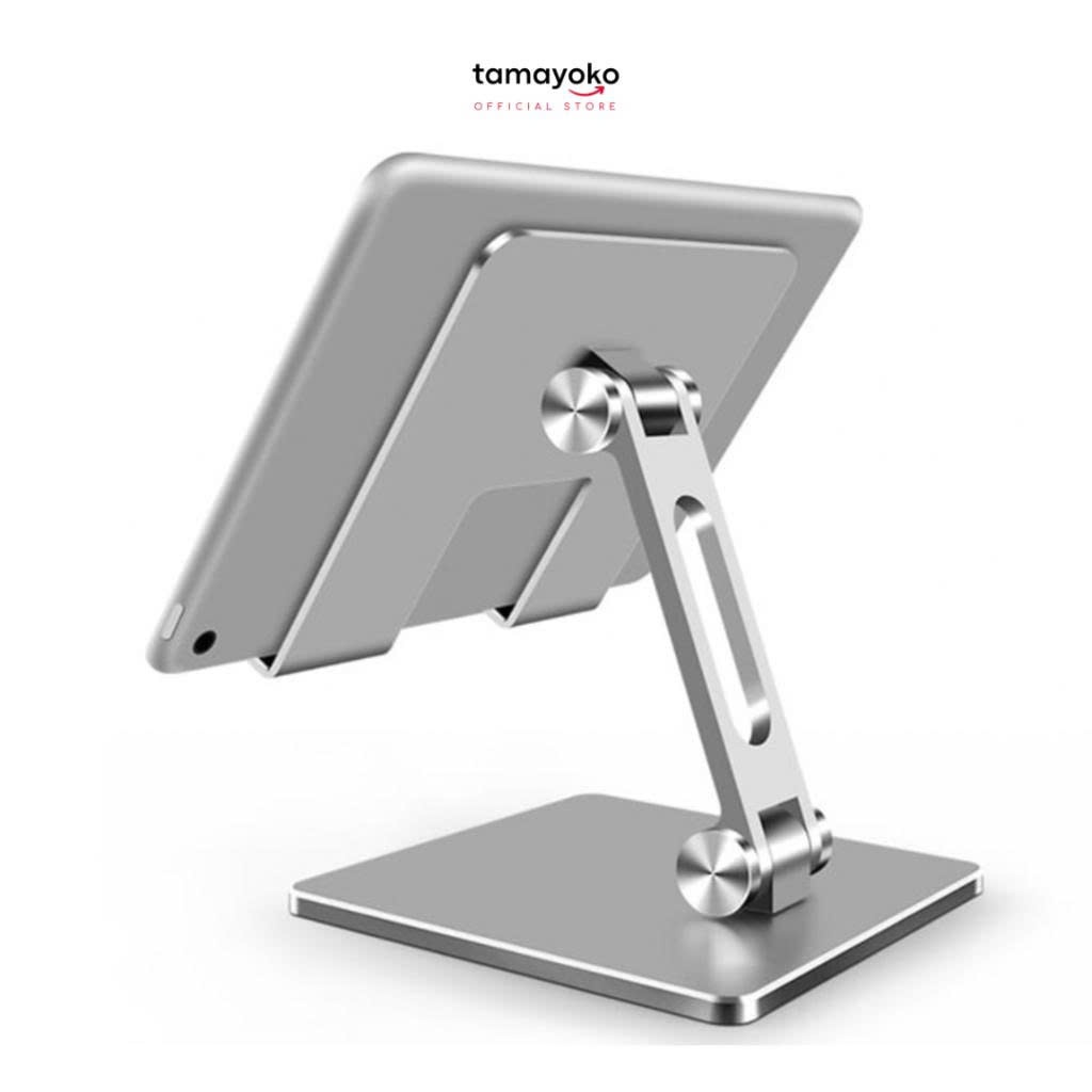 Giá đỡ máy tính bảng, ipad hợp kim nhôm thiết kế công thái học, đế đúc nguyên khối chống rung, chắc chắn xếp gọn