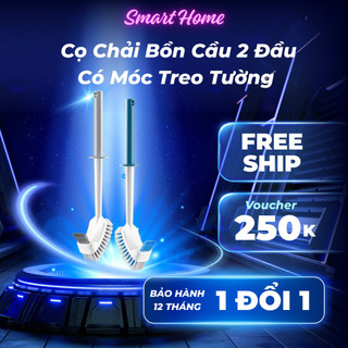 Cây cọ vệ sinh toilet 2 đầu có móc treo tường chà cọ nhà vệ sinh phòng tắm góc hẹp cạnh tường dễ dàng sử dụng