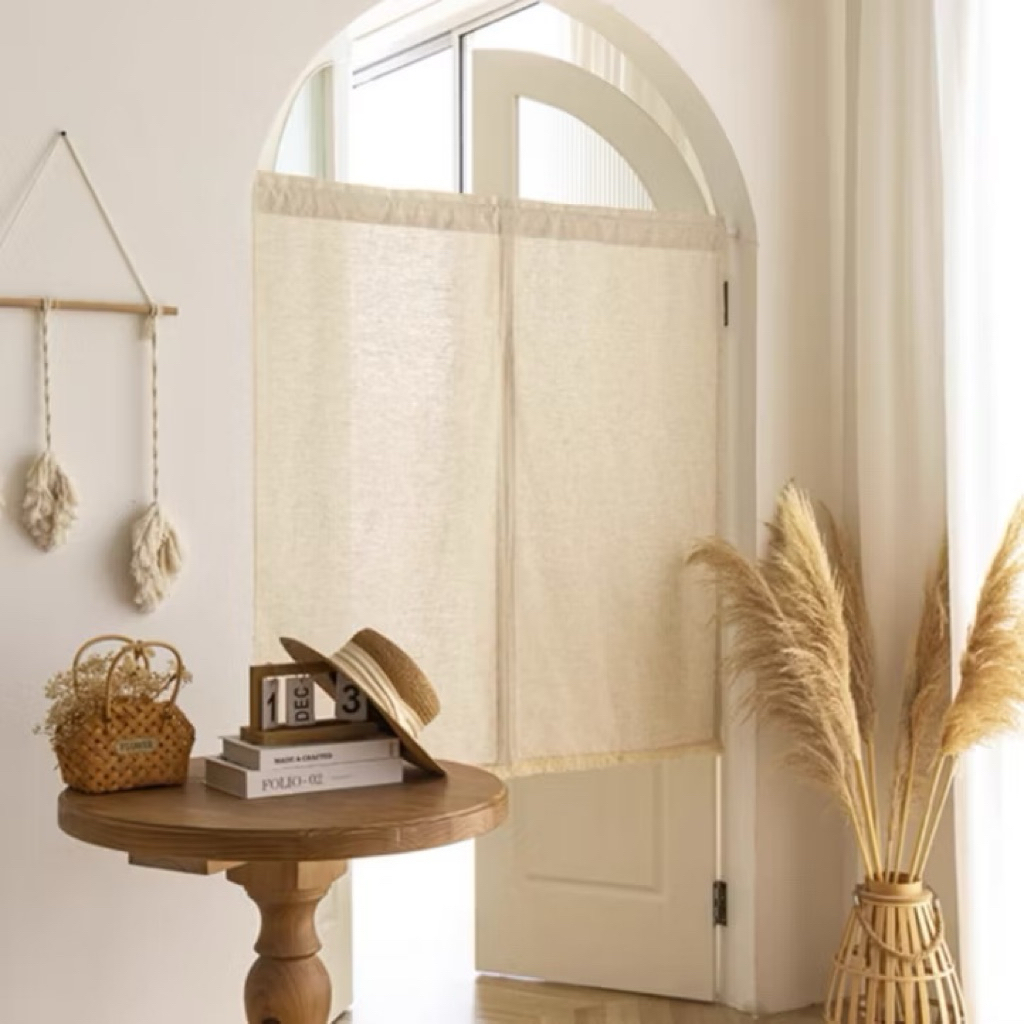 Rèm Norel, Rèm Nhật, Xẻ Tà 2 Mảnh, (CHƯA CÓ THANH TREO) Chất Liệu Đũi Linen,che nắng nhẹ,trang trí cửa,spa,homestay