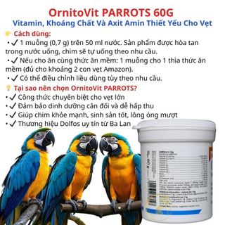OrnitoVit PARROTS – Vitamin, Khoáng Chất Và Axit Amin Thiết Yếu Cho Vẹt