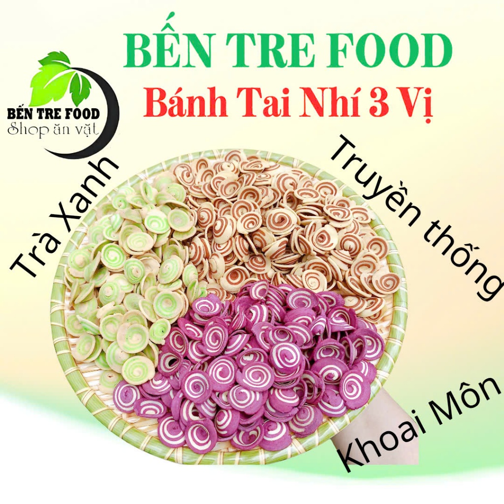 Bánh Tai Nhí Cốt Dừa 3 Vị ( trà xanh-truyền thống-khoai môn)