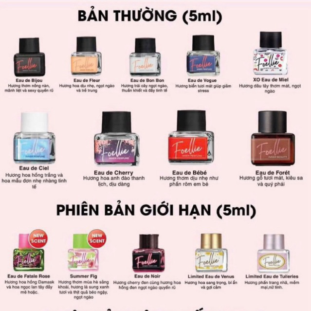 Nước hoa foellie phiên bản new 5ml lưu hương trên 24 tiếng chính hãng [che tên]