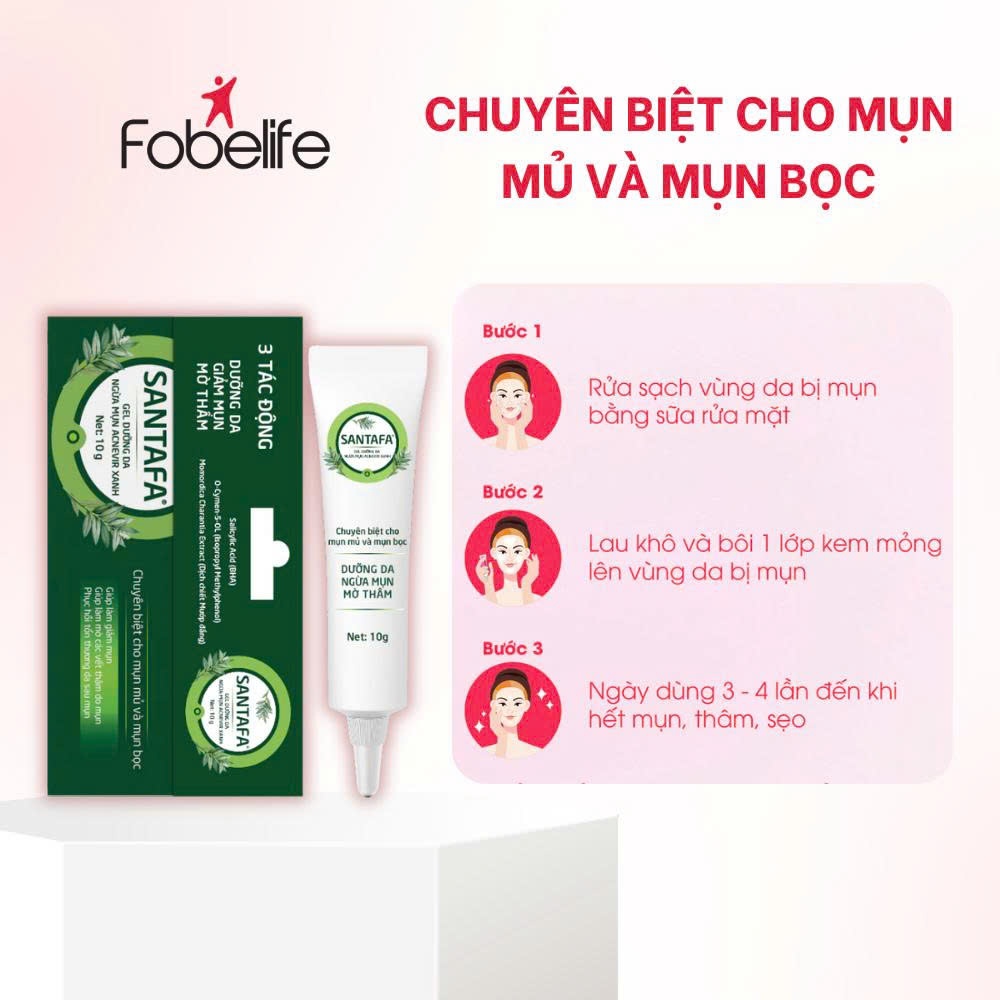 [Combo] 3 Tuýp Kem Giảm Mụn Mủ, Mụn Bọc, Mụn Trứng Cá Acnevir Santafa Fobe tuýp 10gr