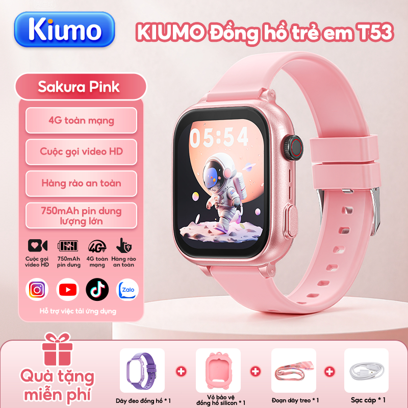 Kiumo đồng hồ thông minh trẻ em 4G GPS,gọi video HD,750mAh,chống