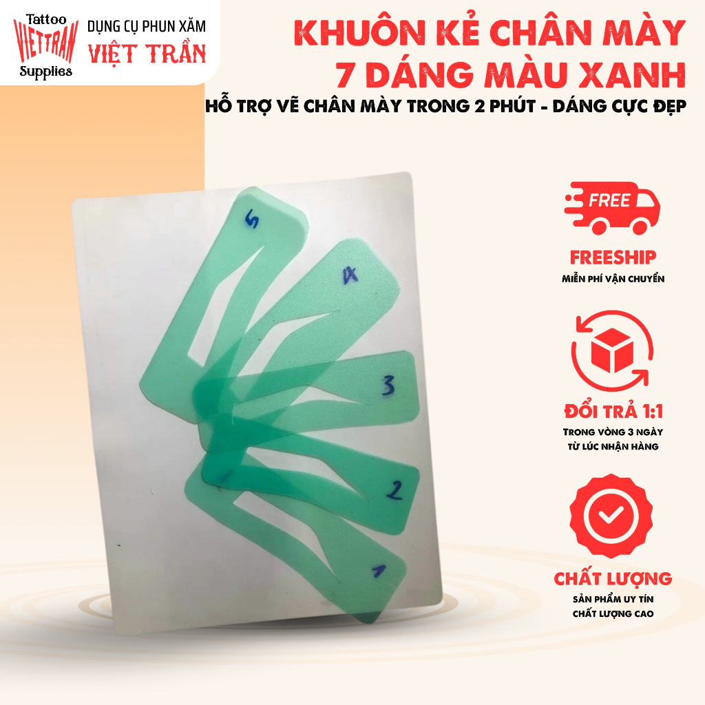 khuôn kẻ vẽ chân mày 7 dáng màu xanh