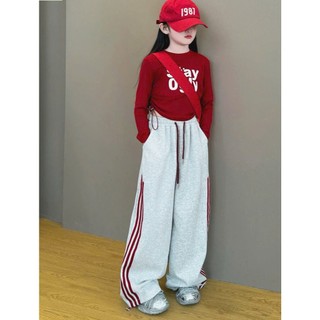 [B&G] Sét bộ cá tính năng động Áo thun dài tay phối cùng quần jogger ống rộng cho bé gái 10-45kg