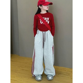 [B&G] Sét bộ cá tính năng động Áo thun dài tay phối cùng quần jogger ống rộng cho bé gái 10-45kg