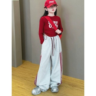 [B&G] Sét bộ cá tính năng động Áo thun dài tay phối cùng quần jogger ống rộng cho bé gái 10-45kg