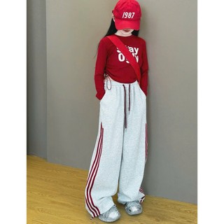 [B&G] Sét bộ cá tính năng động Áo thun dài tay phối cùng quần jogger ống rộng cho bé gái 10-45kg