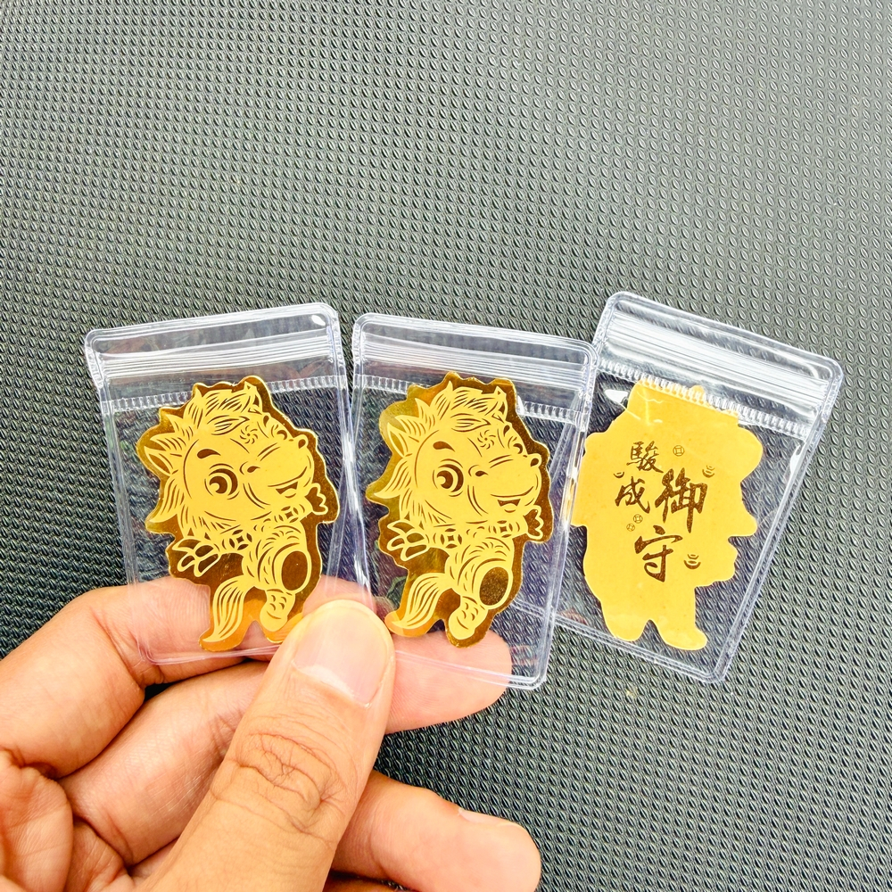 COMBO 10 Miếng Dán Phong Thủy NGỰA VÀNG THẦN TÀI mạ Vàng 24K Chiêu Tài Lộc