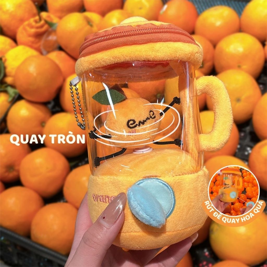 Đồ chơi gấu bông hình máy sinh tố hoa quả có thể kéo rút quay mô hình hoa quả làm quà tặng đồ chơi cho bé