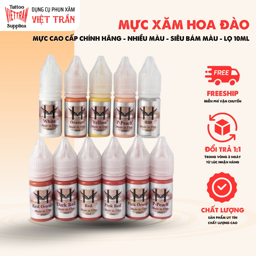Mực xăm hoa đào ,mực phun xăm hoa tít cao cấp chính hãng siêu bám màu Lọ 10ml